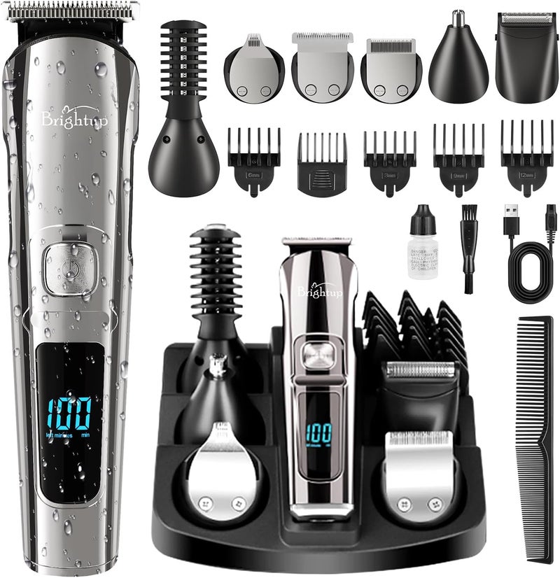 Brightup Beard Trimmer for Men - Electric Razor & Shaver, Cordless Hair Clippers Trimmers Set, IPX7 Waterproof Mens Grooming Kit for Shaving Face, Mustache, Body, Ear, Nose Hair Trimmer, Gifts for Men - Image 1